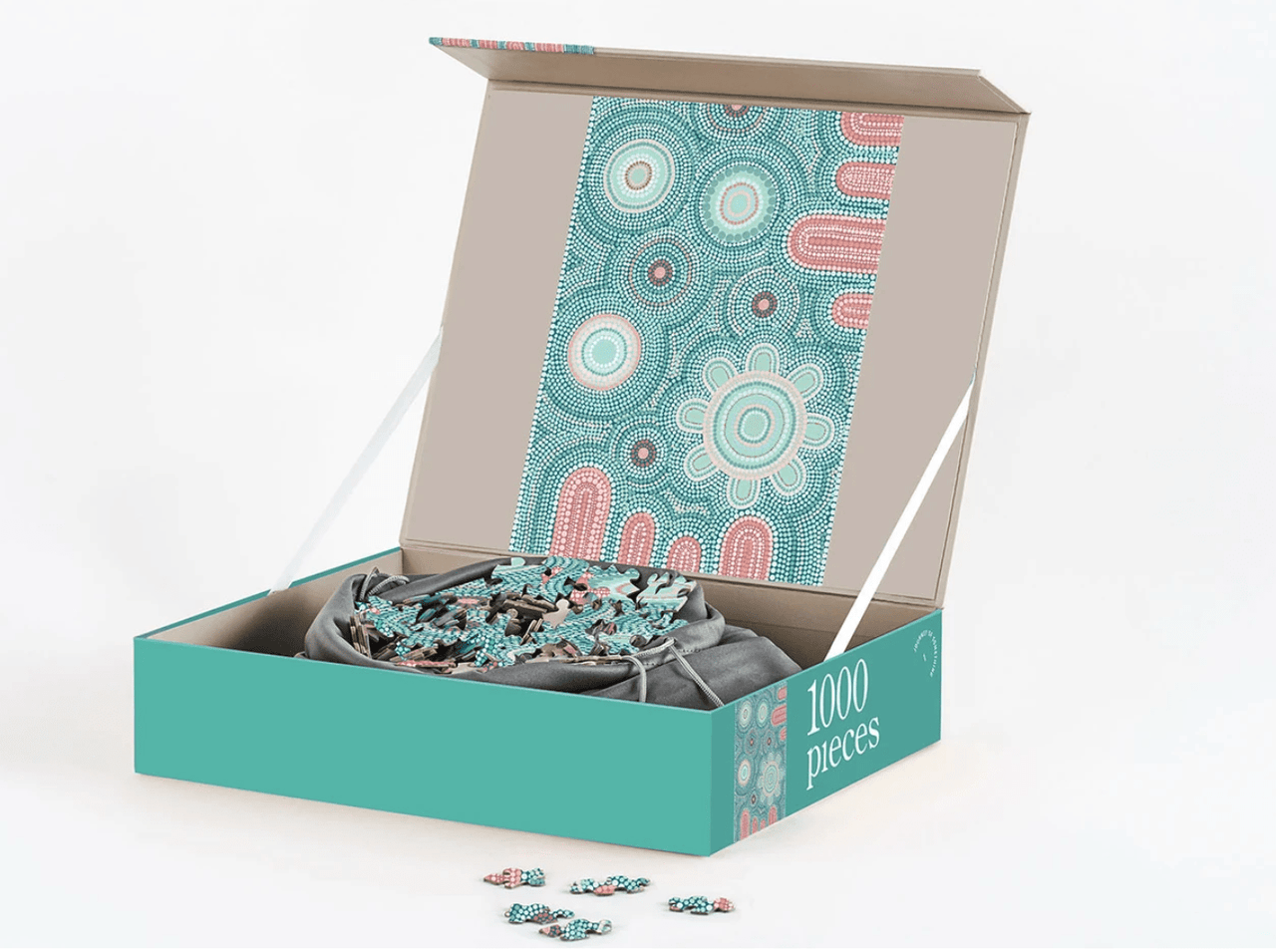 A blue box with the "1000 Piece Puzzle - Giwaa-Yubaa" by Journey of Something in it.