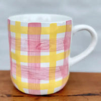 Thumbnail for Mug - Pink & Yellow Gingham