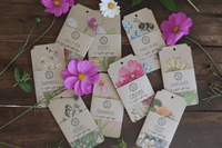 Thumbnail for A bunch of Echinacea gift tags on a wooden table, made by Sow n Sow.