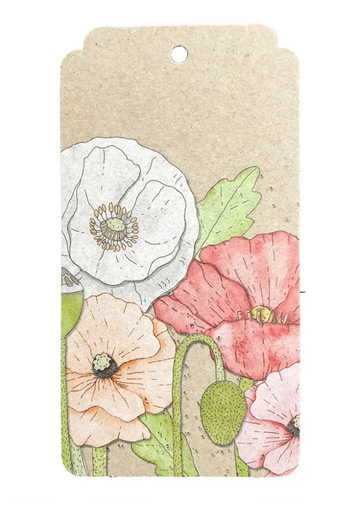 A Sow n Sow Gift Tag - Poppy with a drawing of poppies on it.