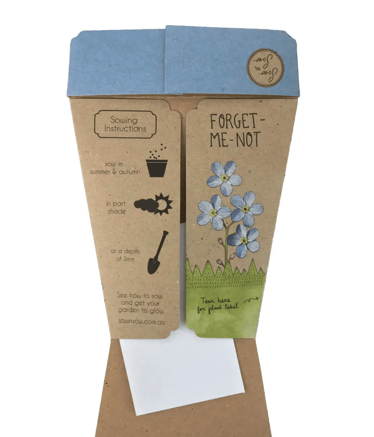 A box with Seeds - Forget-me-not from Sow n Sow in it and a note on it.