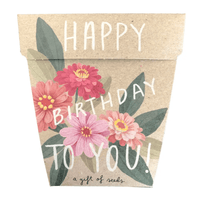 Thumbnail for A Sow n Sow birthday gift box with Seeds - 'Happy Birthday to You' Zinnia flowers and the words happy birthday to you.