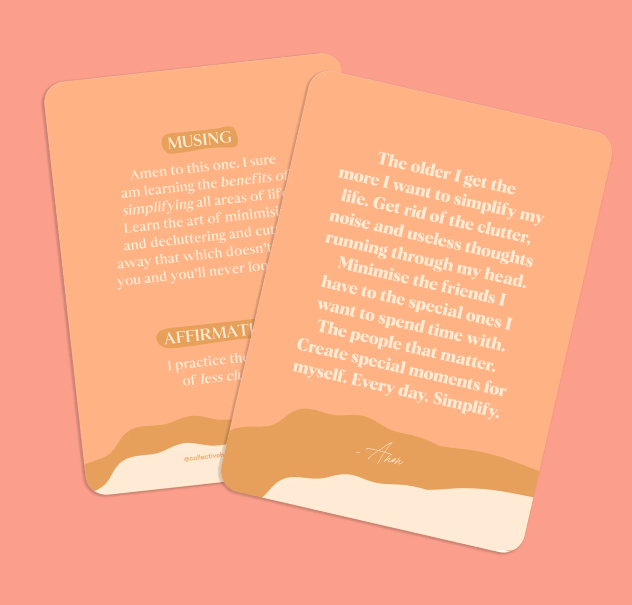 A set of Affirmations to Guide Your Journey - Box Card Set cards by Collective Hub with a quote on them.