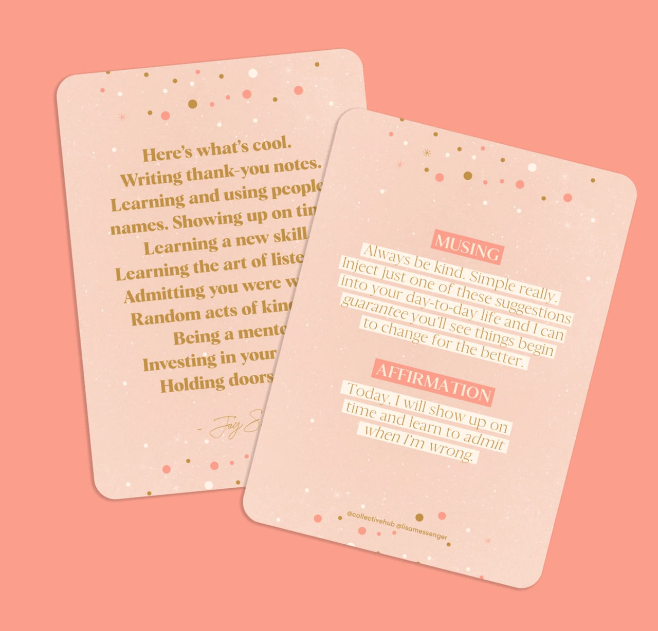 A pink and gold Affirmations to Guide Your Journey - Box Card Set with a quote on it by Collective Hub.