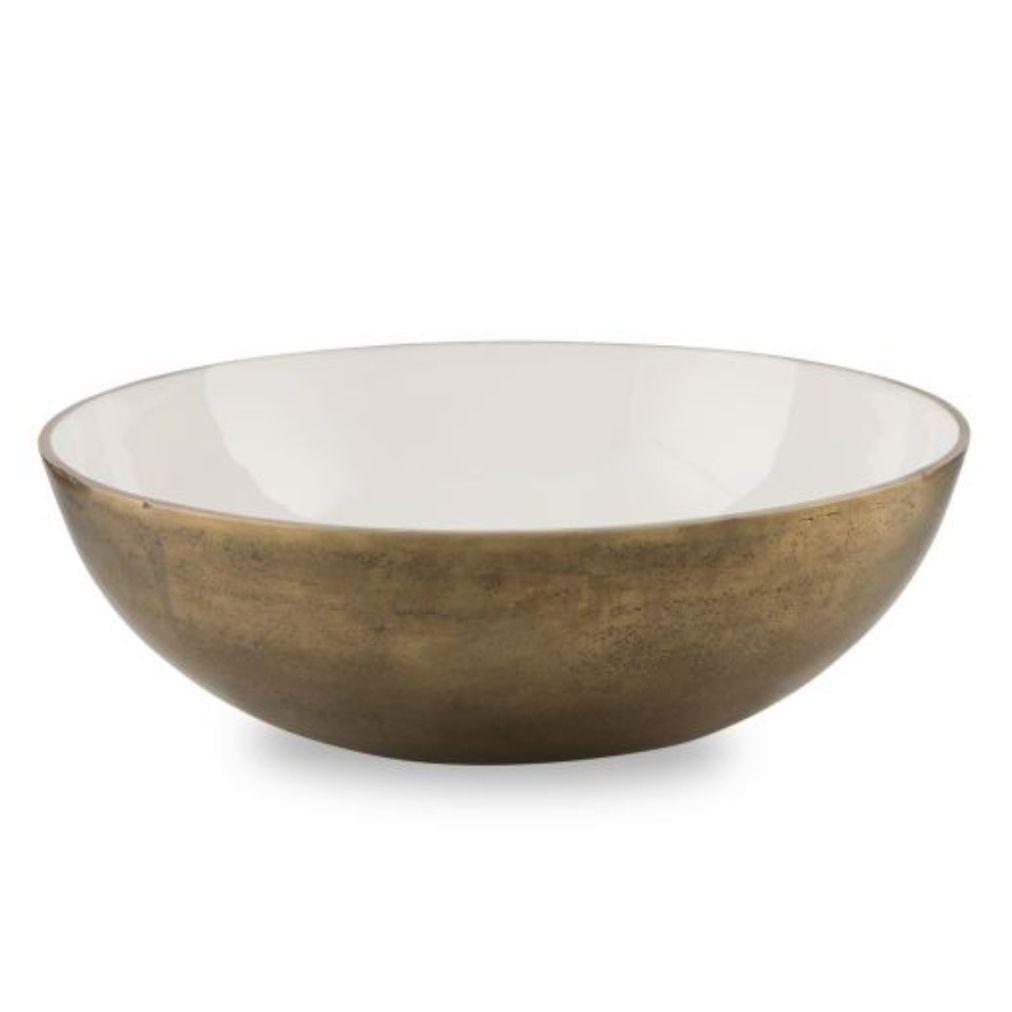 A Aluminium and Enamel Round Bowl - Large with a brass finish. (Brand Name: H&G Living)