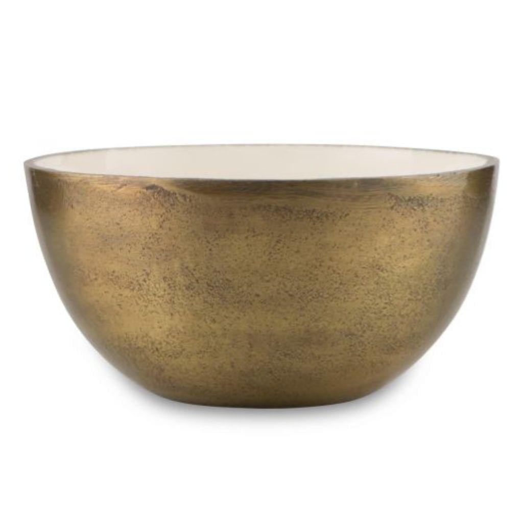 An Aluminium and Enamel Round Bowl - Small by H&G Living on a white background.