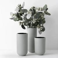 Thumbnail for Annix vase light grey in three sizes with leave arrangement
