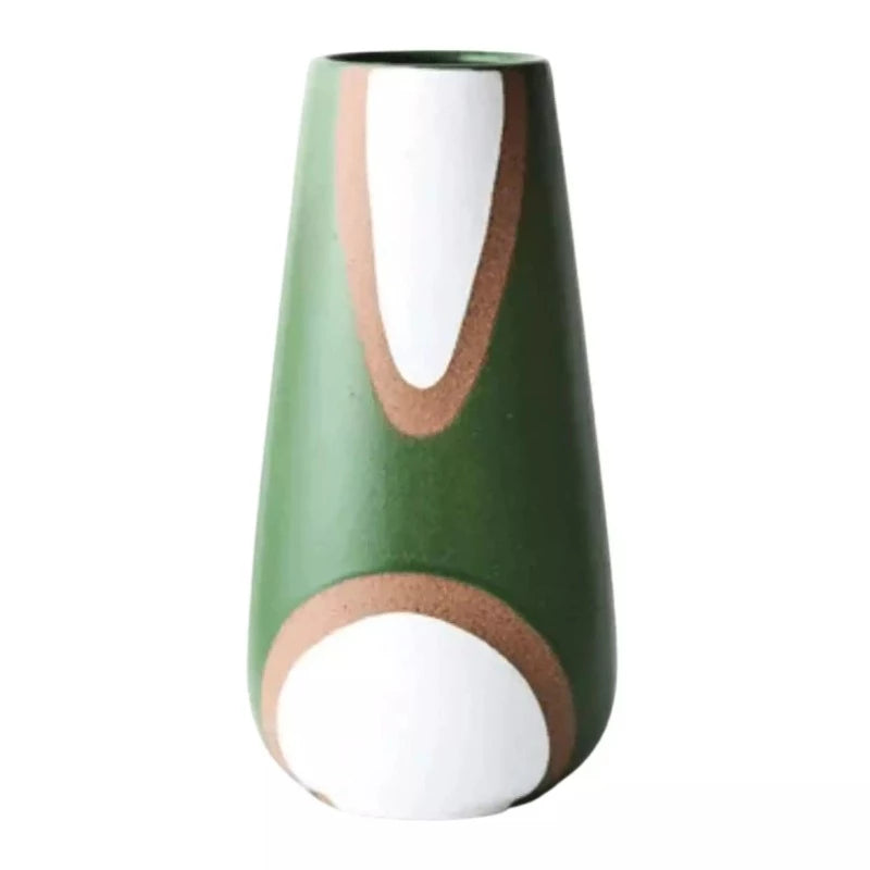 A Babua Vase - Emerald by Floral Interiors with a white and brown design.
