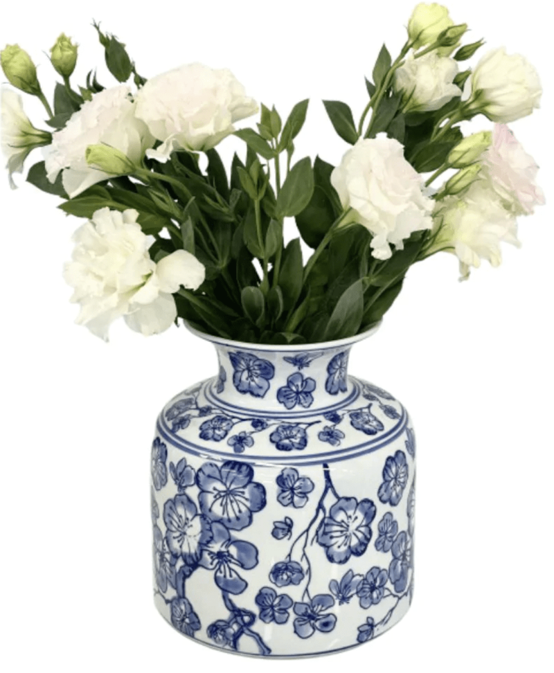 Blue and White Floral Vase House of Dudley