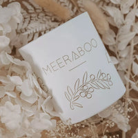 Thumbnail for A white candle with the brand name Meeraboo and the product name Boxed Soy Candle - Pine + Honey on it.