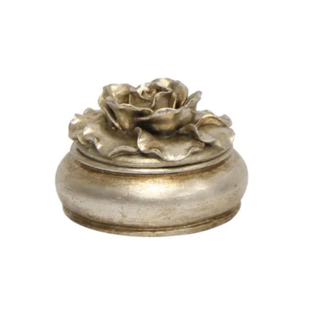 Camelia Small Round Trinket Box - Pewter Finish House of Dudley