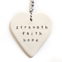 Thumbnail for Ceramic Heart Tag - strength faith hope House of Dudley