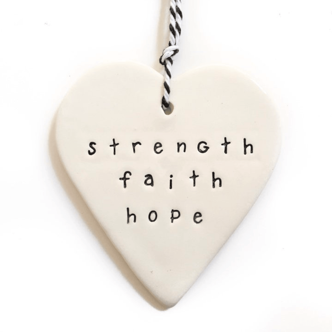 Ceramic Heart Tag - strength faith hope – High quality House of Dudley homewares