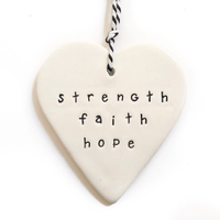 Thumbnail for Ceramic Heart Tag - strength faith hope – High quality House of Dudley homewares