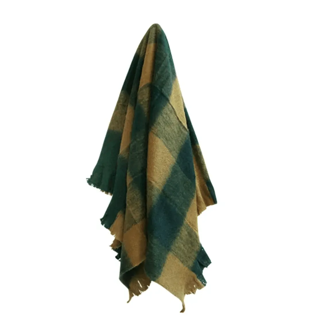 Chequered Throw Rug - Dark Green-throw-blanket-House-of-Dudley