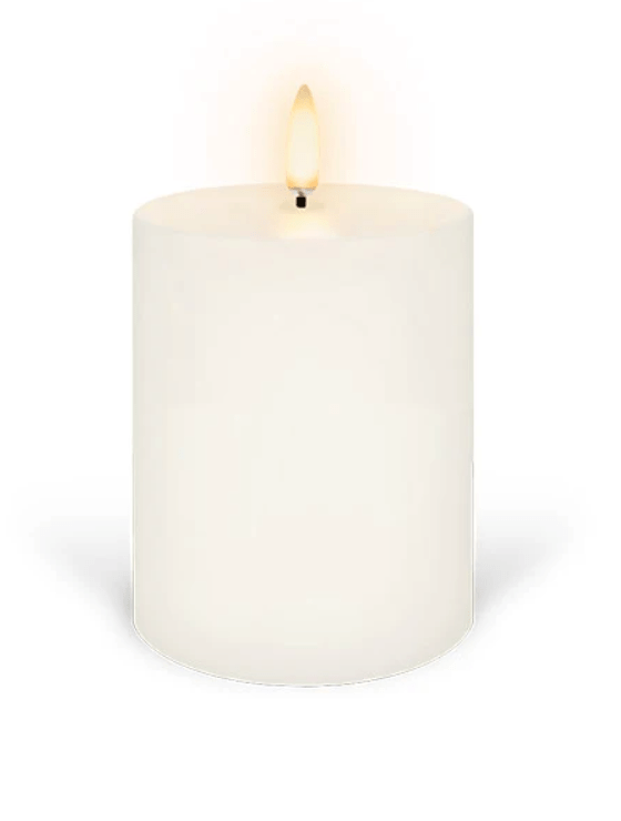 Flameless Pillar Candle - 7.8cm x 10.1cm - Nordic White
