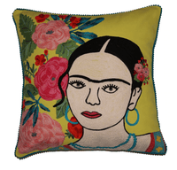 Thumbnail for Frida with Flowers in Hair Cushion House of Dudley