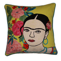 Thumbnail for Frida with Flowers in Hair Cushion – High quality House of Dudley homewares
