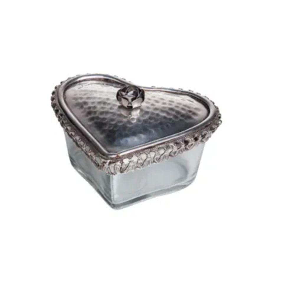 Glass Heart Box with Rose House of Dudley