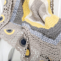 Thumbnail for Hand Crochet Blanket - Dusty Grey / Mustard House of Dudley