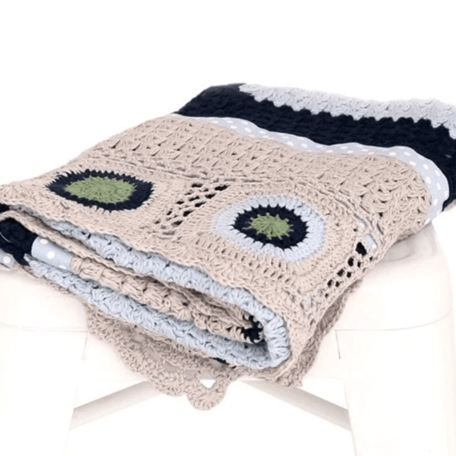 Hand Crochet Blanket - Sky Blue / Beige House of Dudley