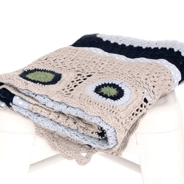 Hand Crochet Blanket - Sky Blue / Beige – High quality House of Dudley homewares