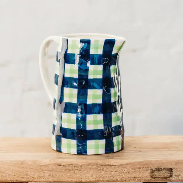 Jug - Navy & Mint Green Gingham – High quality House of Dudley homewares