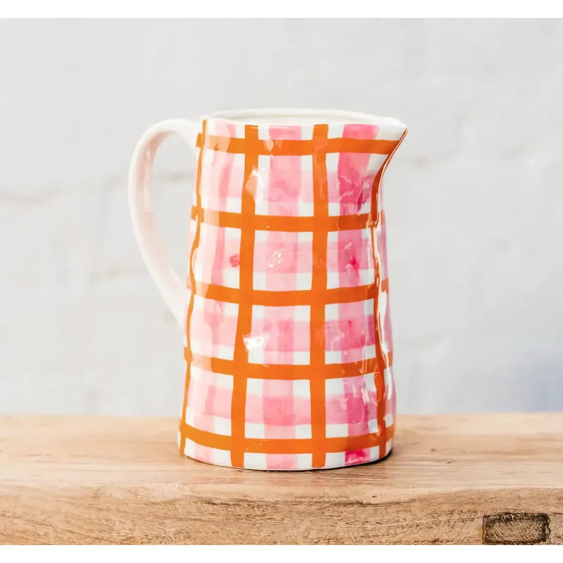Jug - Rose Pink & Orange Gingham – High quality House of Dudley homewares
