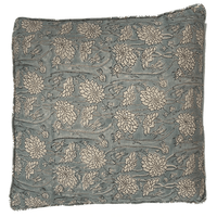 Thumbnail for Linen Cushion - Classic Block Print - Pale Blue House of Dudley