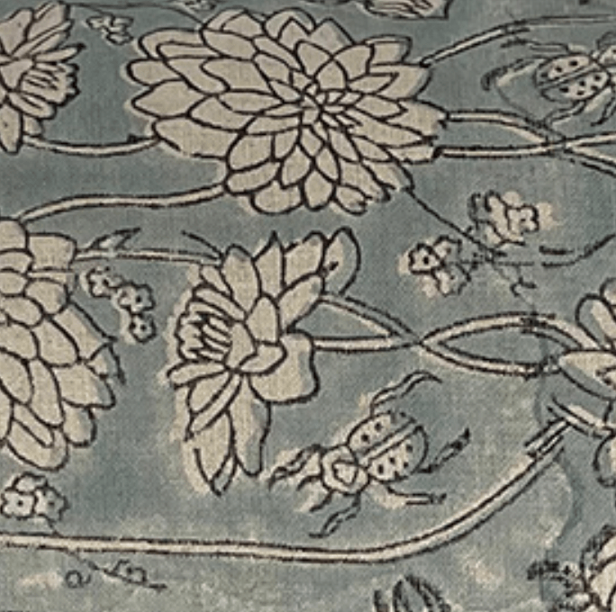 Linen Cushion - Classic Block Print - Pale Blue House of Dudley