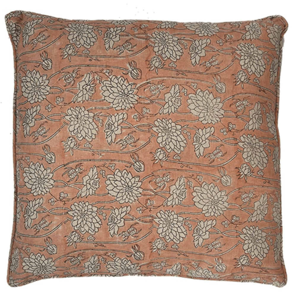 Linen Cushion - Classic Block Print - Pale Pink House of Dudley
