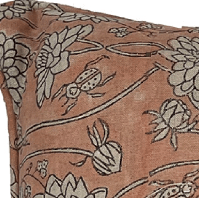 Linen Cushion - Classic Block Print - Pale Pink House of Dudley