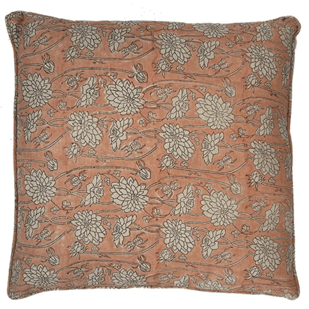 Linen Cushion - Classic Block Print - Pale Pink – High quality House of Dudley homewares