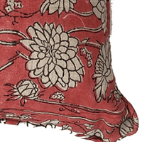 Thumbnail for Linen Cushion - Classic Block Print - Pink House of Dudley