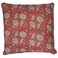 Thumbnail for Linen Cushion - Classic Block Print - Pink House of Dudley