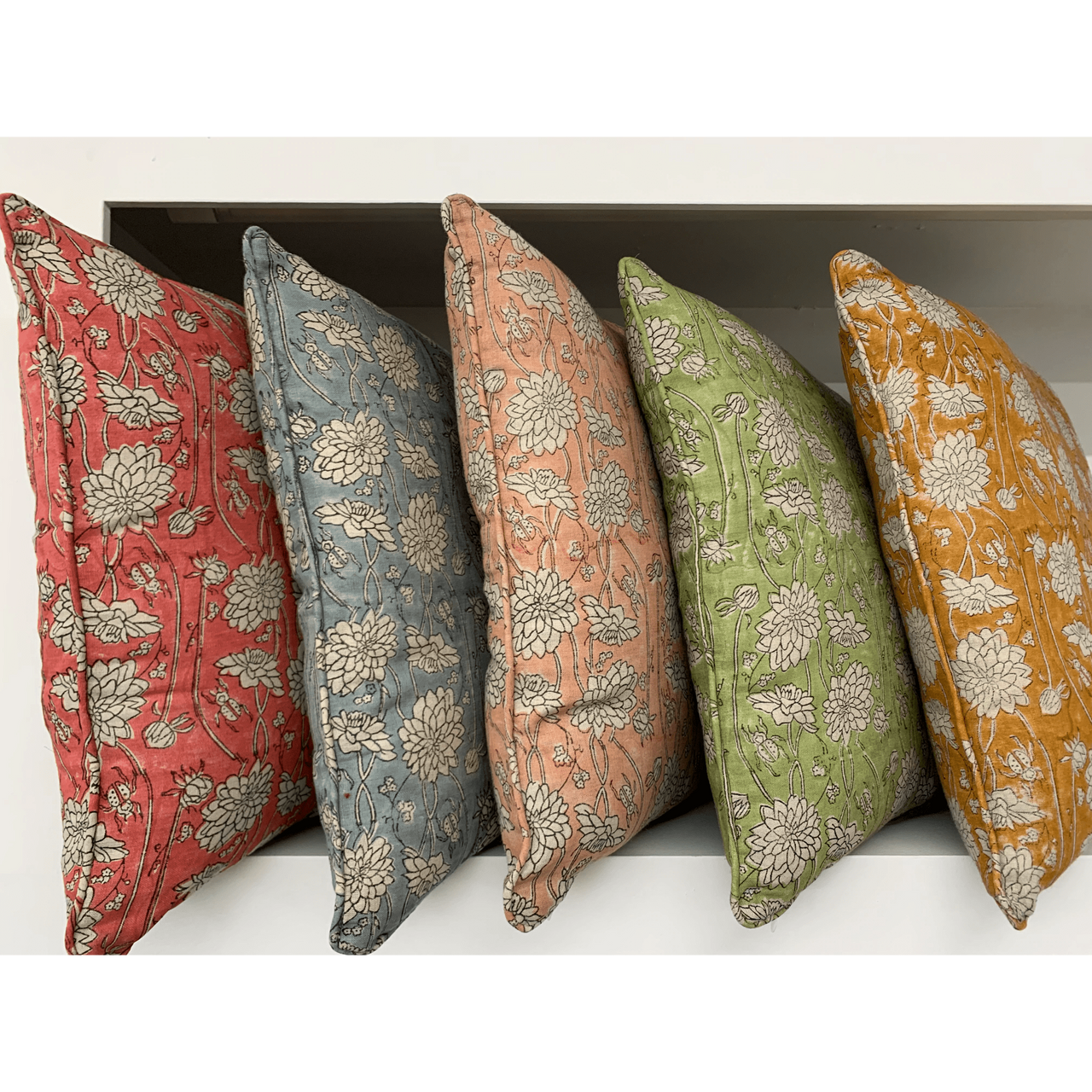 Linen Cushion - Classic Block Print - Saffron – High quality House of Dudley homewares