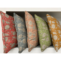 Thumbnail for Linen Cushion - Classic Block Print - Saffron – High quality House of Dudley homewares