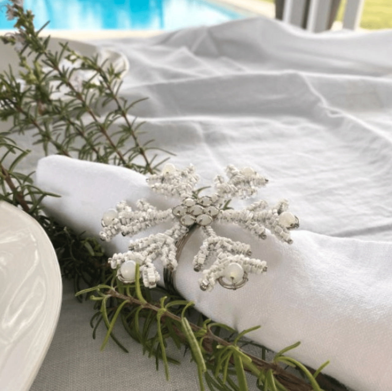 Lucia Beaded Napkin Ring House of Dudley