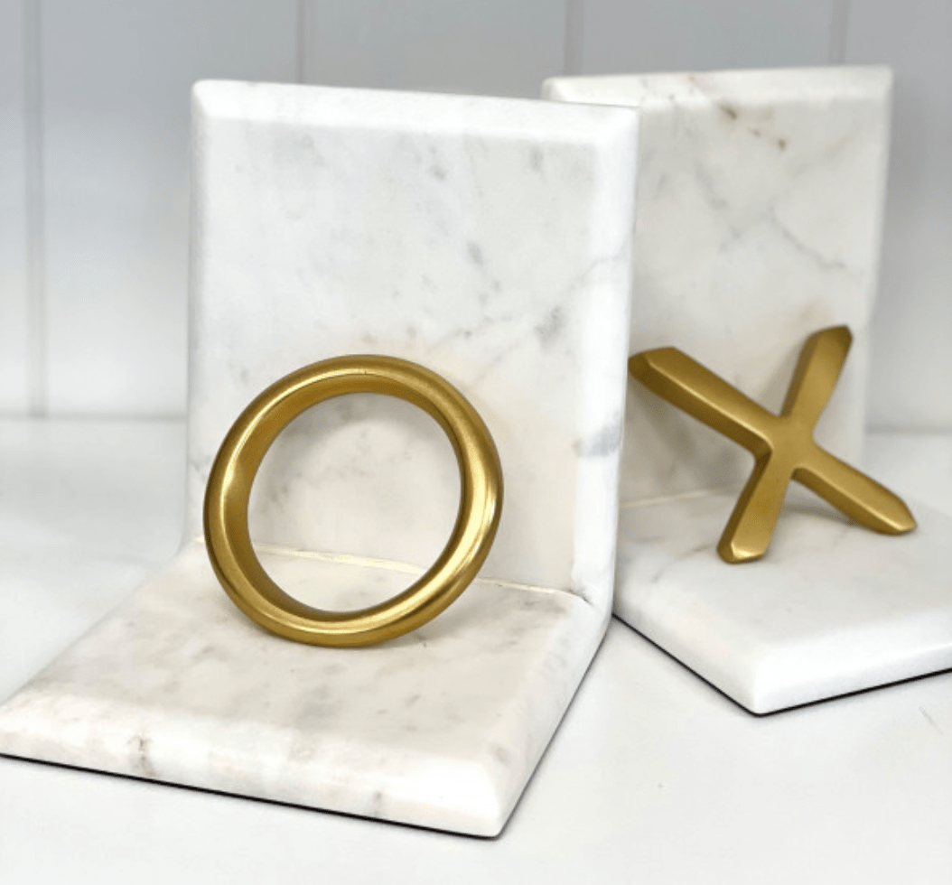 Marble Bookends - Gold O & X House of Dudley