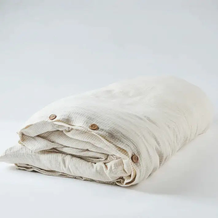 Marina Duvet - Off White with Natural Stripe