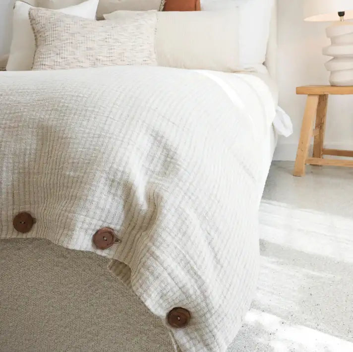 Marina Duvet - Off White with Natural Stripe