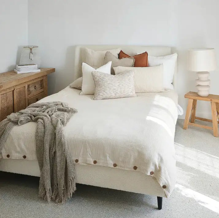 Marina Duvet - Off White with Natural Stripe