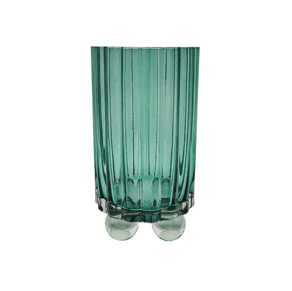 Olan Glass Ribbed Hurricane Emerald – High quality House of Dudley homewares