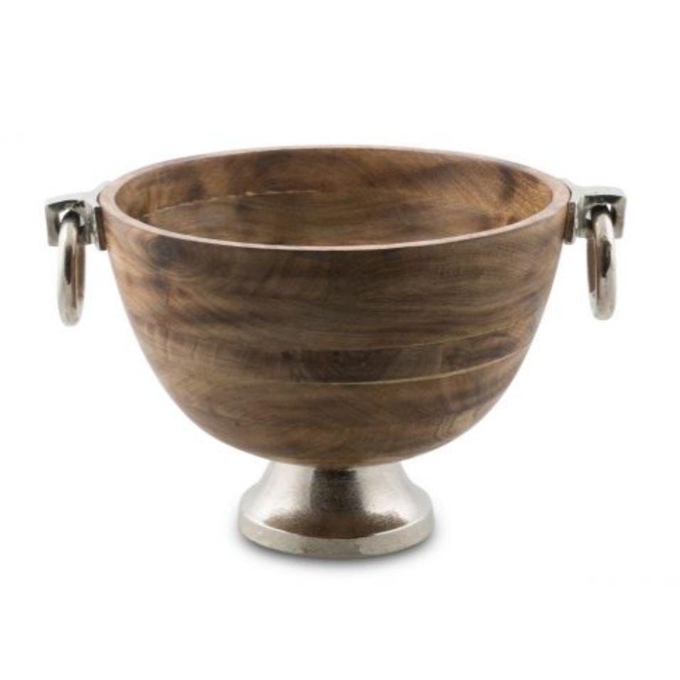 Pinda Footed Wooden Bowl on Aluminium Base House of Dudley