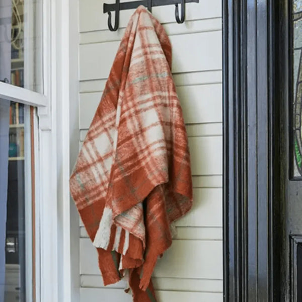 Plaid Throw Rug - Orange-throw-blanket-House-of-Dudley