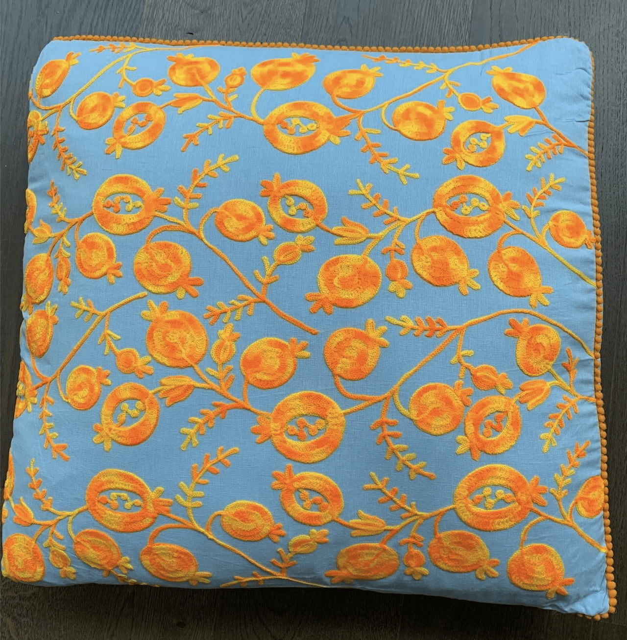 Pomegranate Cushion - Pale Blue / Orange House of Dudley