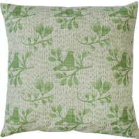 Thumbnail for A LaVida Sage Green Bird Cushion with birds on it.