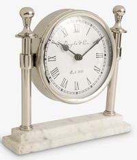 Thumbnail for Silver Column Clock with White Marble Base House of Dudley