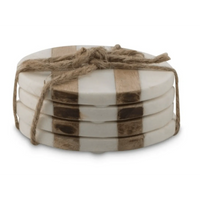 Thumbnail for Striped Wood and Marble Coaster Set - Round – High quality House of Dudley homewares