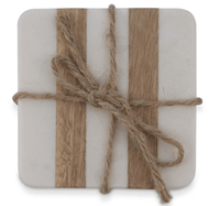 Thumbnail for Striped Wood and Marble Coaster Set - Square House of Dudley
